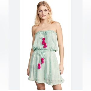 Revolve SUNDRESS Anoushka Strapless Mini Dress in Petra Aqua & Pink Beach XS/ S